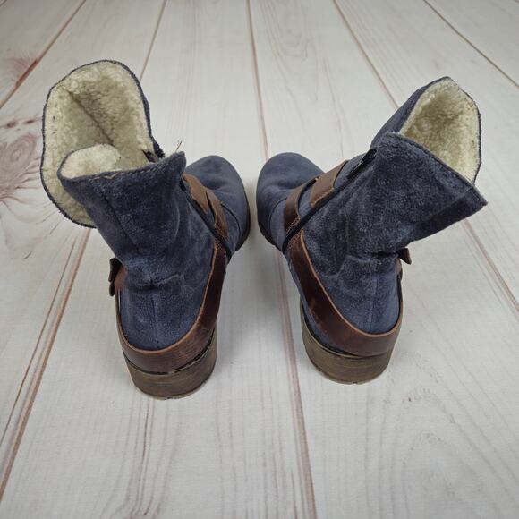 Naturalizer Talley Suede Sherpa Moto Boots Navy 8.5W - Picture 5 of 14